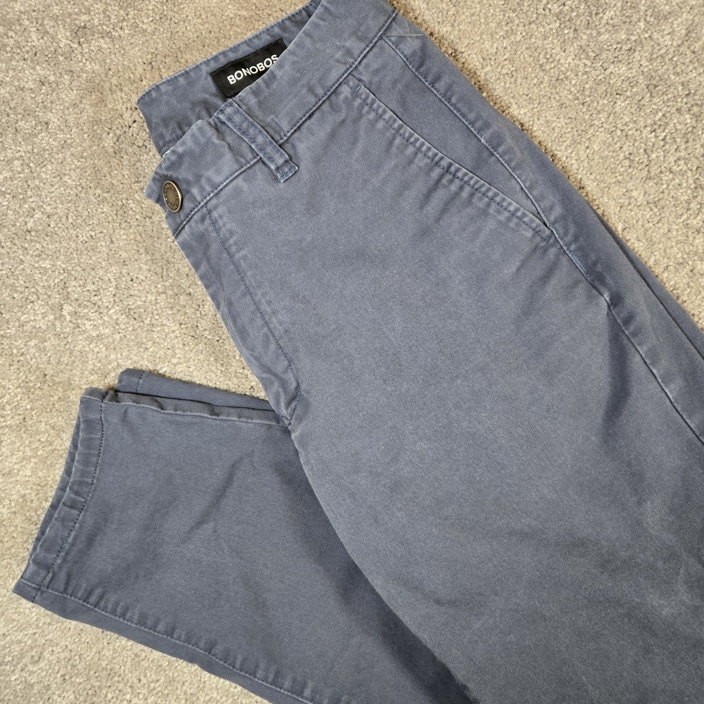 Bonobos Pants Mens 29x30 (Hemmed) Slim Fit Straight Leg Heather Navy Blue Chino
